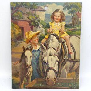 Vintage Jewel Tea Co Receipt Card 1940s Children Horse Foal by Dillon 7.5" x 9.5